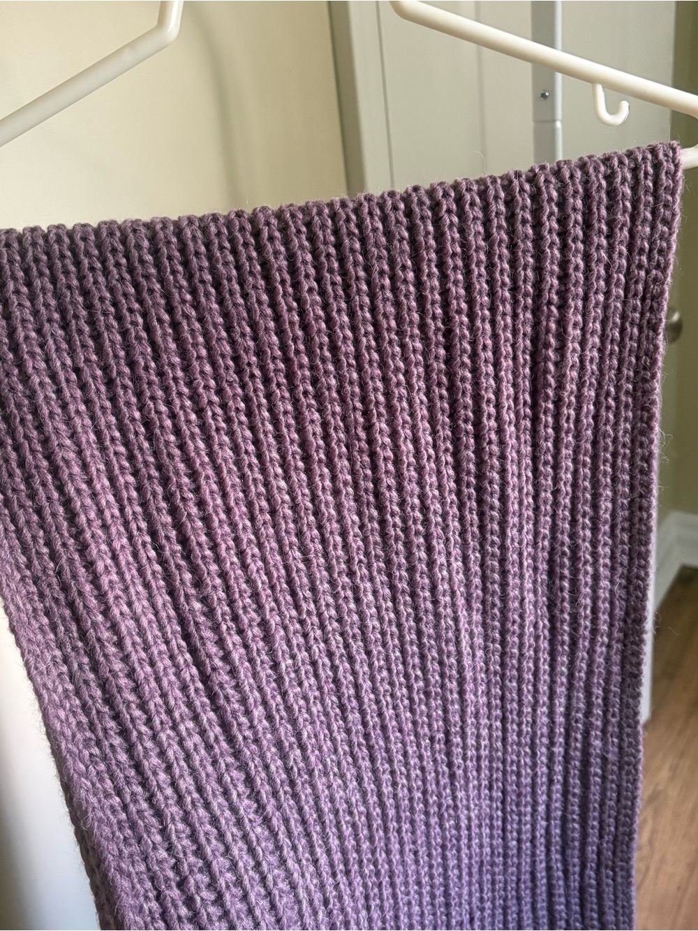 Frank and Oak Merino Wool Blend Ribbed Knit Lilac Scarf
